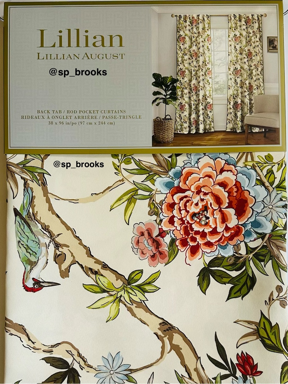 🎁2PC Lillian August Back Tab Rod Pocket Curtains - 36” x 96” - Multi - Picture 9 of 12